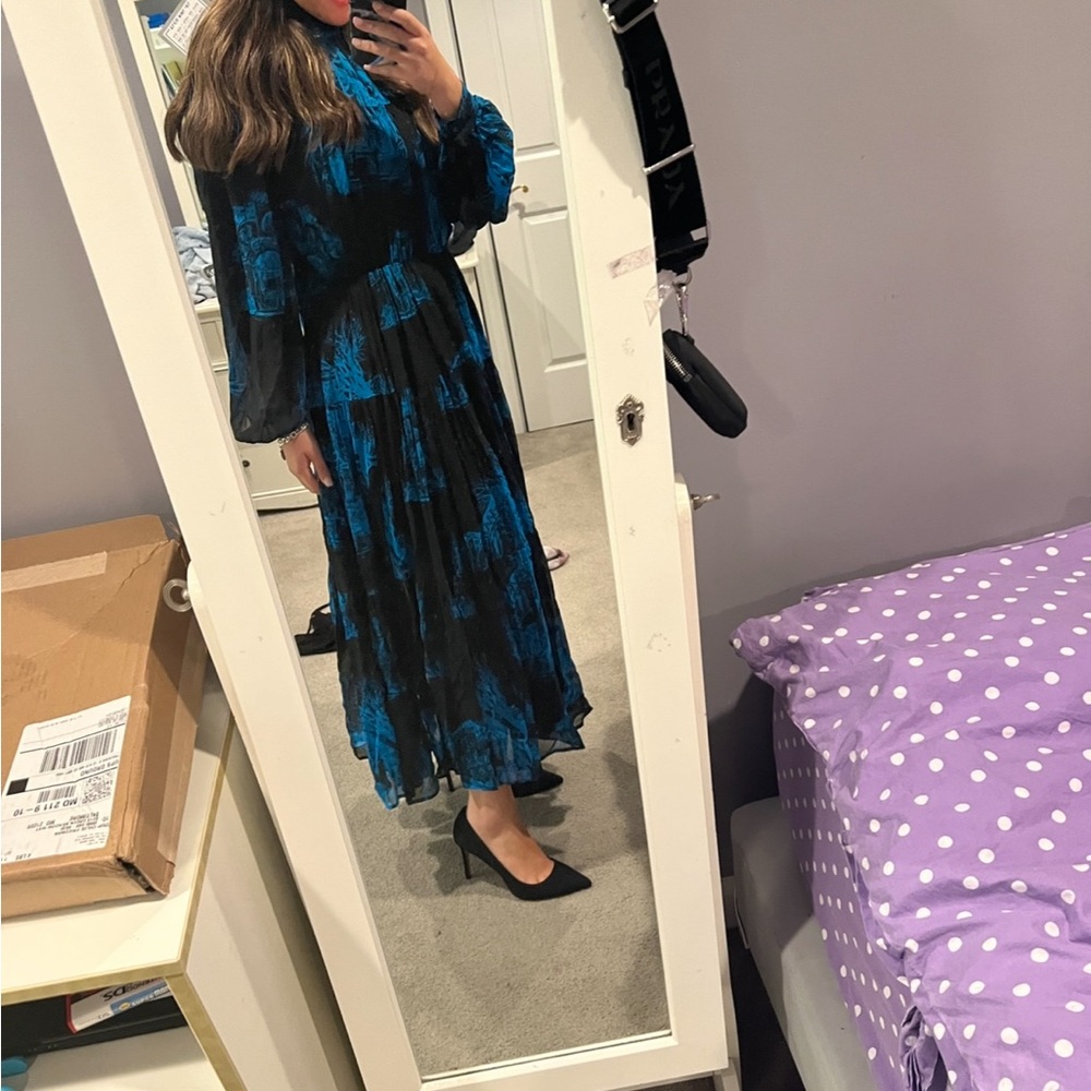 MSGM dress | Elegant  Black Floral Dress | maxi length